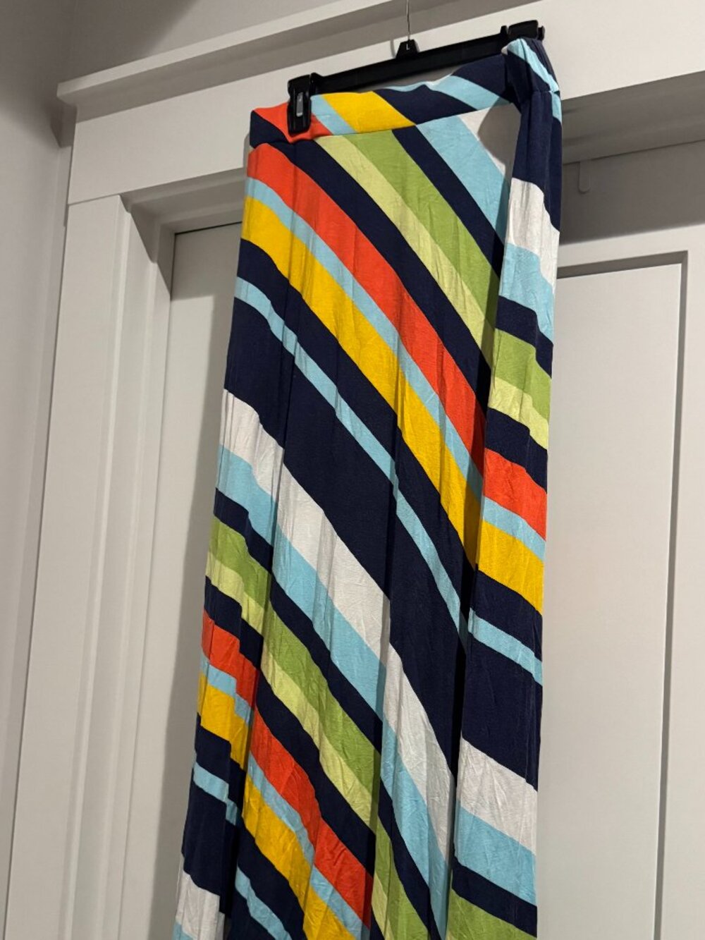 Lane Bryant Multi Color Striped Maxi Skirt Long Blue White Orange Women 14 16
